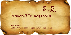 Plancsák Reginald névjegykártya